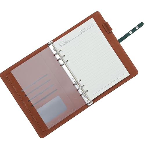 LASER ART A5 Refillable Leather Diary | 6-Ring Binder Notebook with Card Holder, Pen Loop & Strap | PU Leather Office Diary | Business Planner, Personal Writing Journal for Men & Women - Image 3
