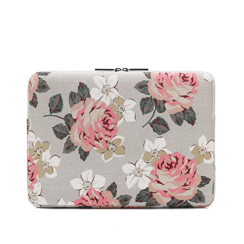 Canvaslife Pink Rose Pattern 13 inch Canvas Laptop Sleeve with Pocket 13 inch 13.3 inch Laptop 13 case13 Sleeve - Image 3