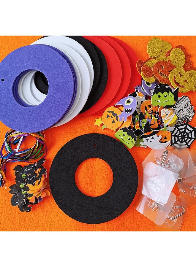 Winlyn 12 Sets Halloween Wreath Decorations Foam Halloween Wreath Signs Craft Kits Pumpkins Jack-O`-Lantern Owl Ghost Witch Bats Monster Stickers for Kids Art Gift Favors Trick-Or-Treaters Front Door - Image 3
