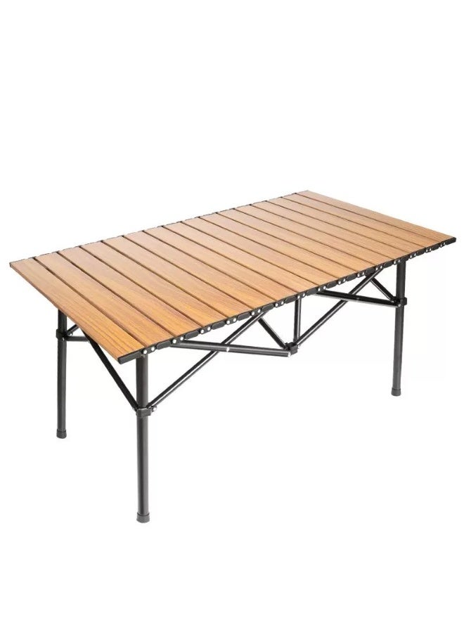 المنزل الذكي هوم سمارت طاولة نزهة قابلة للطي للتخييم في الهواء الطلق - 120 سم × 55 سم طاولة محمولة مع حقيبة تخزين سهلة الحمل مثالية للنزهات الخارجية. (بني) - Image 1