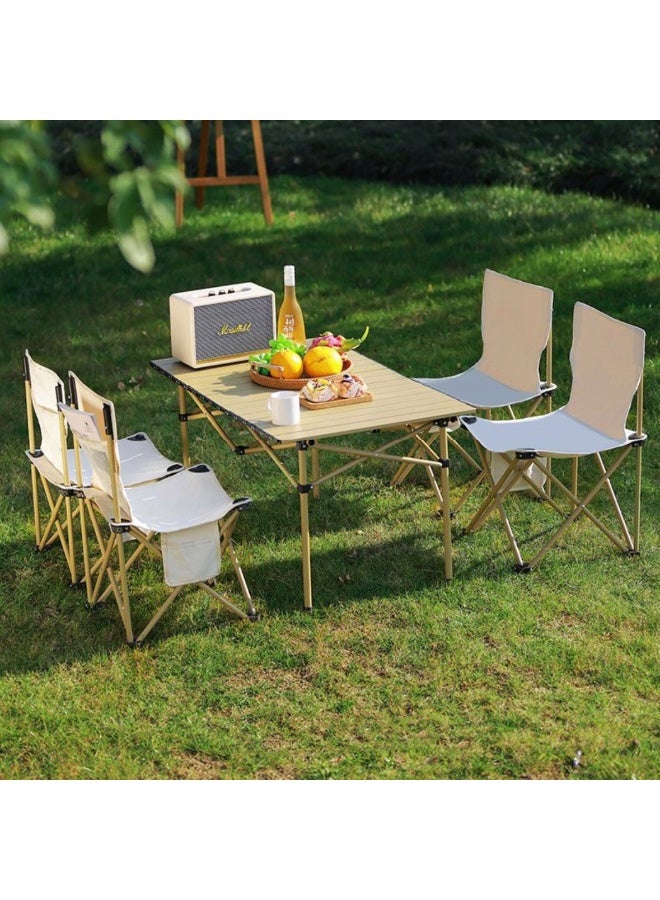 المنزل الذكي هوم سمارت طاولة نزهة قابلة للطي للتخييم في الهواء الطلق - 120 سم × 55 سم طاولة محمولة مع حقيبة تخزين سهلة الحمل مثالية للنزهات الخارجية. (بني) - Image 3