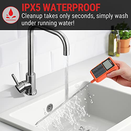 ThermoPro ترمومتر حلوى رقمي مقاوم للماء ThermoPro TP510 مع مشبك وعاء، مسبار بطول 10 بوصات لقراءة فورية لدرجة حرارة الطعام لطهي اللحوم للشواء والمدخن وBBQ وترمومتر زيت القلي - Image 5