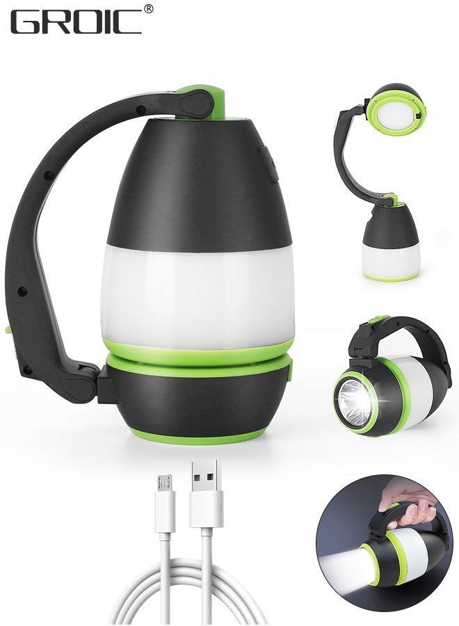 GROIC فانوس 3 في 1 مجموعة مصباح متعدد الوظائف ضوء تخييم ضوء مكتب، مصباح يدوي قابل للتمديد محمول USB - Image 1