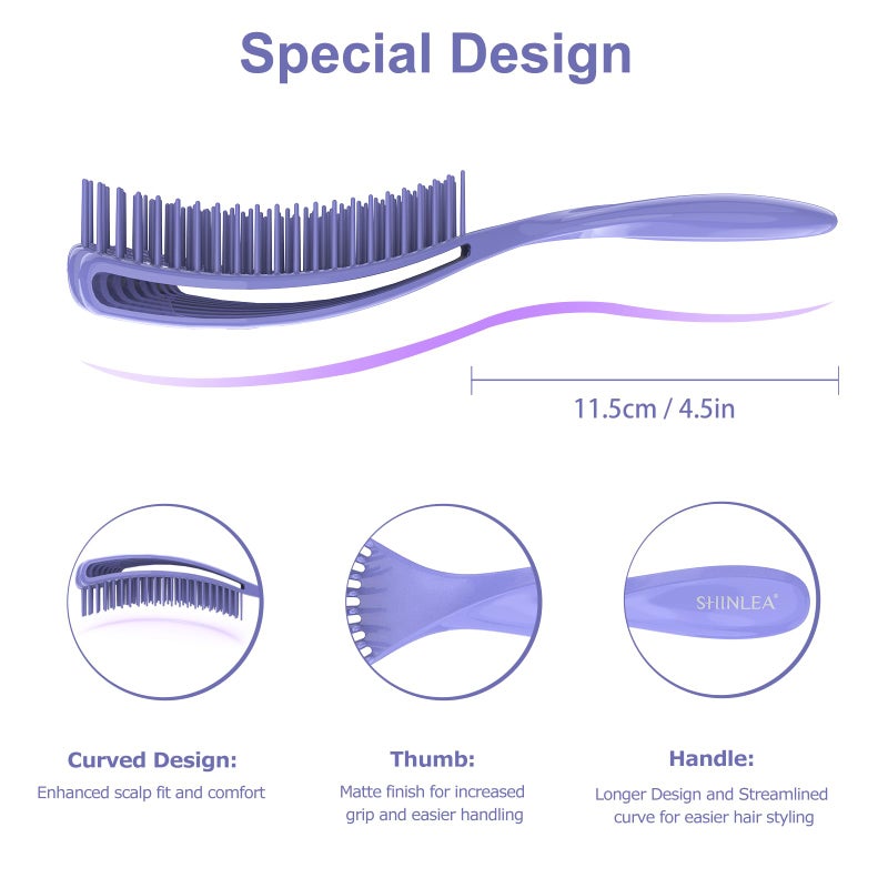 SHINLEA Detangler Brush for Curly Hair, Hairbrush for Wet Dry Thick Thin, Easily Comb Through Curl Hair and Reduces Breakage, Curly Brush for Women Men Kid (Purple) - Image 4