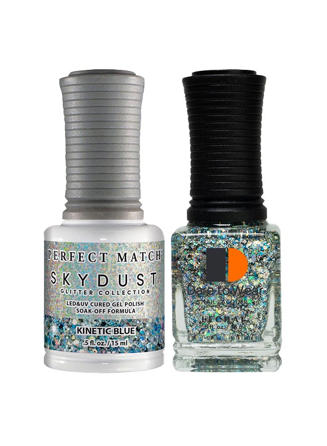 Lechat Gel Nail Polish, Gel Polish Soak Off Led U V Nail Gel Polish Sky Dust Glitter Kinetic Blue Sdms02 - Image 1