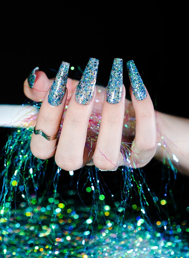 Lechat Gel Nail Polish, Gel Polish Soak Off Led U V Nail Gel Polish Sky Dust Glitter Kinetic Blue Sdms02 - Image 5