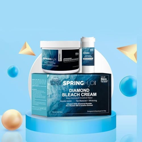 Spring H2O Diamond Bleach Cream 300g with Pro Vitamin B5 & Licorice Extract for Skin Brightening, Pigmentation Removal & Radiant Glow | Gentle Face Bleach for All Skin Types | Salon Like Finish at Home - Image 5