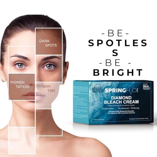 Spring H2O Diamond Bleach Cream 300g with Pro Vitamin B5 & Licorice Extract for Skin Brightening, Pigmentation Removal & Radiant Glow | Gentle Face Bleach for All Skin Types | Salon Like Finish at Home - Image 2