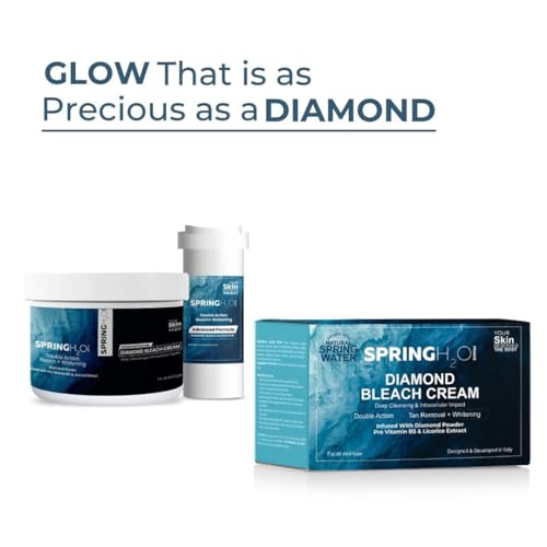 Spring H2O Diamond Bleach Cream 300g with Pro Vitamin B5 & Licorice Extract for Skin Brightening, Pigmentation Removal & Radiant Glow | Gentle Face Bleach for All Skin Types | Salon Like Finish at Home - Image 3