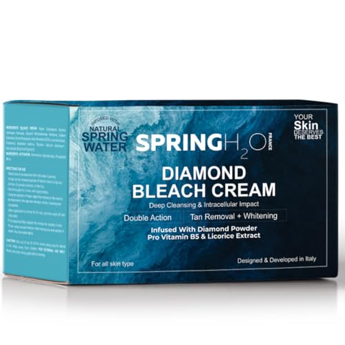 Spring H2O Diamond Bleach Cream 300g with Pro Vitamin B5 & Licorice Extract for Skin Brightening, Pigmentation Removal & Radiant Glow | Gentle Face Bleach for All Skin Types | Salon Like Finish at Home - Image 1