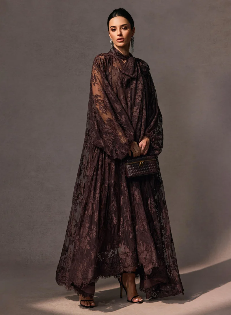 Sunfere Catharine Floral Lace Sheer Maxi Dress