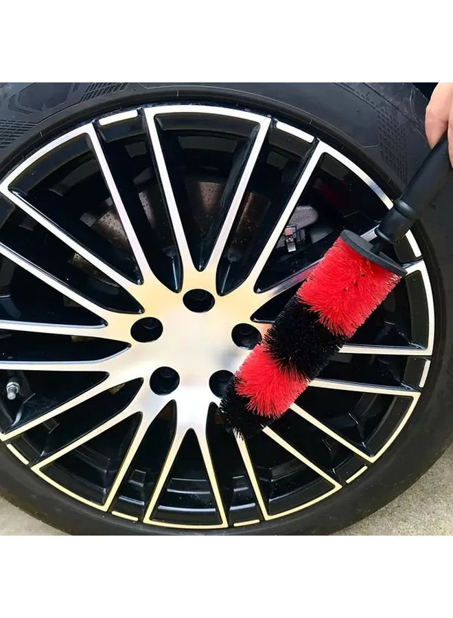 Red Car Wheel Cleaning Brush Multifunction Long Soft Handle Ideal for Rim and Hub Wash - Image 4