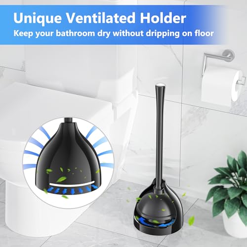 LOVLOY Toilet Plunger with Holder, Plunger with Unique Holder for 5.7-inch Toilet Drain, Plungers for Bathroom with Holder, Toilet Plunger Heavy Duty (1, Black) - Image 5