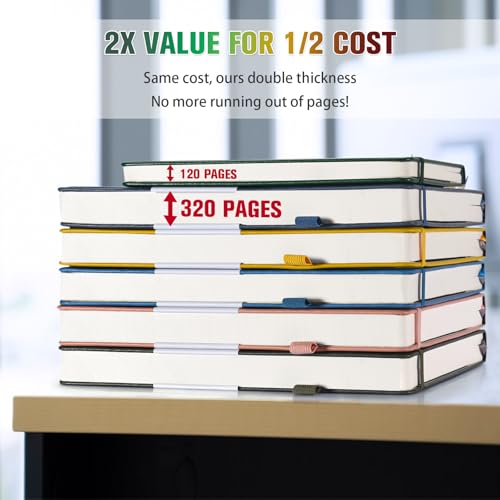 OFFIGIFT 5 Pack Graph Paper Notebook, 312 Numbered Pages Graph Notebook Bulk, 100gsm No Bleed Grid Paper Notebooks for Work, Hardcover Leather Journal, Squared Grid Notebook for Graphing Notes Math, Multicolor - Image 2
