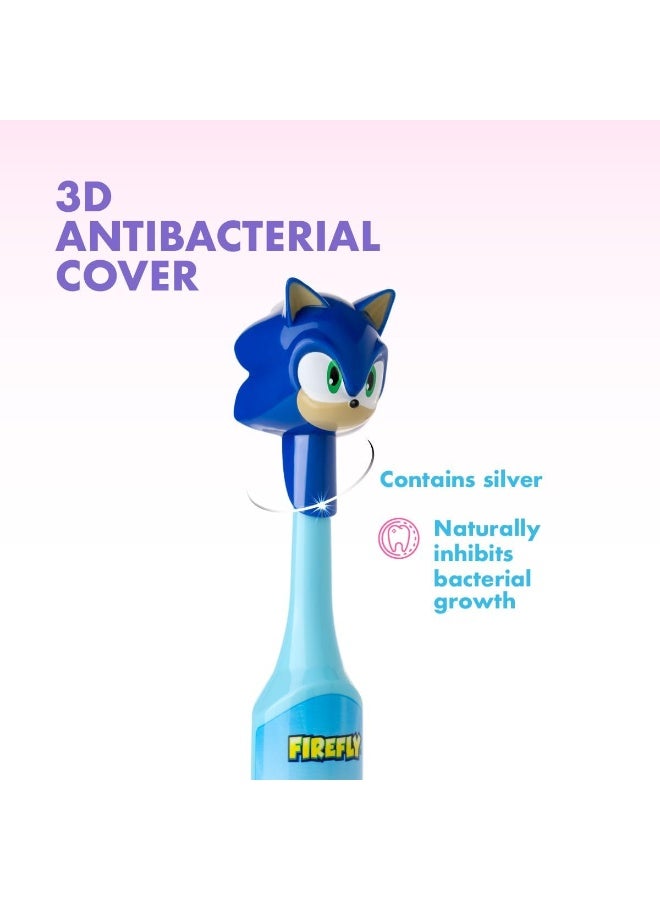 Firefly فرشاة أسنان FIREFLY Clean N Protect سونيك القنفذ مع غطاء صحي ثلاثي الأبعاد شعيرات ناعمة متميزة مقبض مضاد للانزلاق بطارية متضمنة للأعمار من 3 سنوات مجموعة مكونة من 3 قطع عبوة من 1 - Image 5