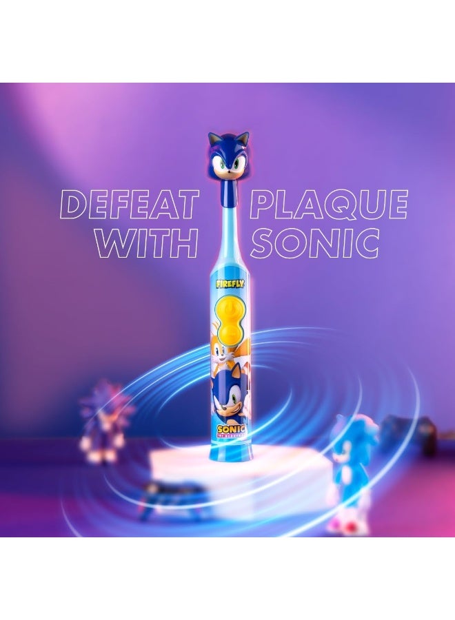Firefly فرشاة أسنان FIREFLY Clean N Protect سونيك القنفذ مع غطاء صحي ثلاثي الأبعاد شعيرات ناعمة متميزة مقبض مضاد للانزلاق بطارية متضمنة للأعمار من 3 سنوات مجموعة مكونة من 3 قطع عبوة من 1 - Image 2