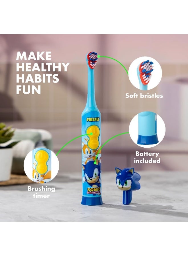 Firefly فرشاة أسنان FIREFLY Clean N Protect سونيك القنفذ مع غطاء صحي ثلاثي الأبعاد شعيرات ناعمة متميزة مقبض مضاد للانزلاق بطارية متضمنة للأعمار من 3 سنوات مجموعة مكونة من 3 قطع عبوة من 1 - Image 3