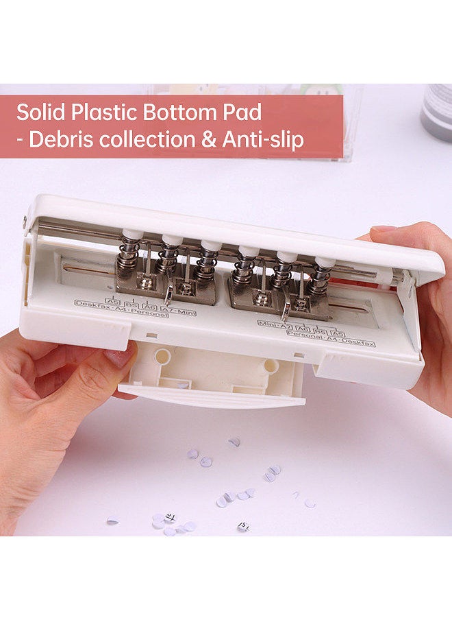 Kw-trio Adjustable 6-Hole Desktop Punch Puncher for A4/A5/A6/A7/Mini/B5/Personal/Deskfax Dairy Planner Organizer with 10 Sheet Capacity Shop School Office Home Supplies  - Image 3