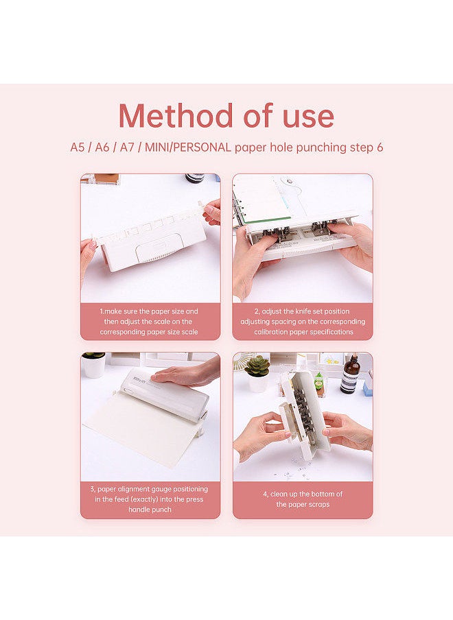 Kw-trio Adjustable 6-Hole Desktop Punch Puncher for A4/A5/A6/A7/Mini/B5/Personal/Deskfax Dairy Planner Organizer with 10 Sheet Capacity Shop School Office Home Supplies  - Image 2