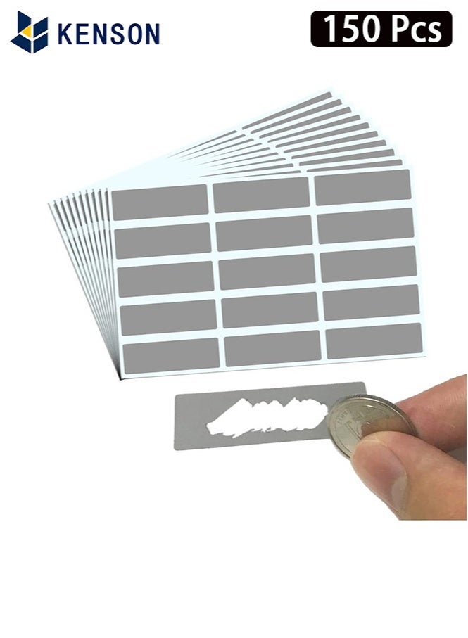 KENSON Scratch Off Stickers Labels 150PCS Gray 48mm x 15mm Rectangle Self-Adhesive Easy Peel for DIY Crafts Wedding Party Games Fundraisers Everyday Use - Image 1