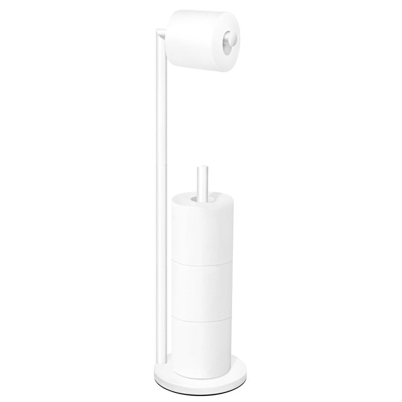 Batoliet Toilet Paper Holder Stand,Toilet Paper Holder Free Standing,White Toilet Paper Roll Holder for 4 Rolls,Bathroom Toilet Paper with Storage - Image 1
