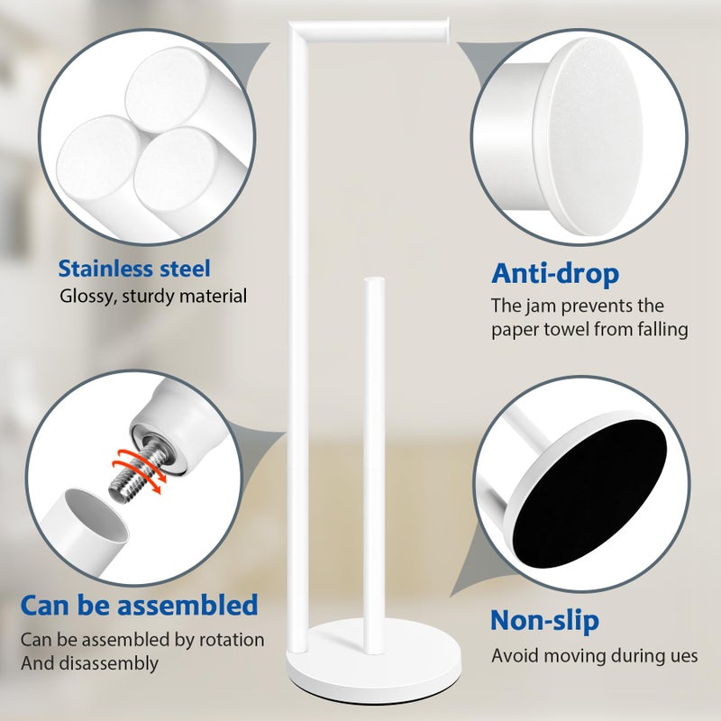 Batoliet Toilet Paper Holder Stand,Toilet Paper Holder Free Standing,White Toilet Paper Roll Holder for 4 Rolls,Bathroom Toilet Paper with Storage - Image 3