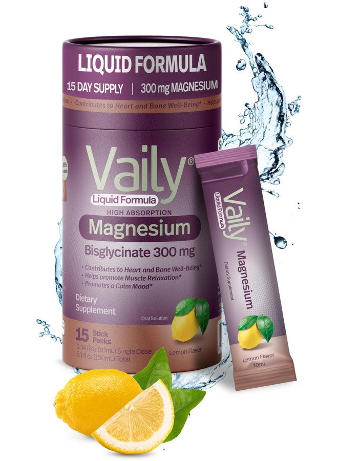 Vaily® Liquid Magnesium Supplement 300 mg - Enhanced Absorption, Heart & Bone Health - Helps Calm Restful Sleep - Liquid Magnesium Bisglycinate for Adults - Lemon Flavor,15PK - Image 1