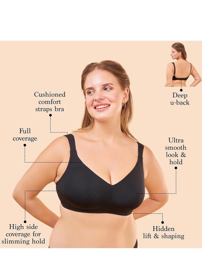 enamor Women Full Coverage Moulded Cups T-shirt Bra Non-Wire Black - Image 5