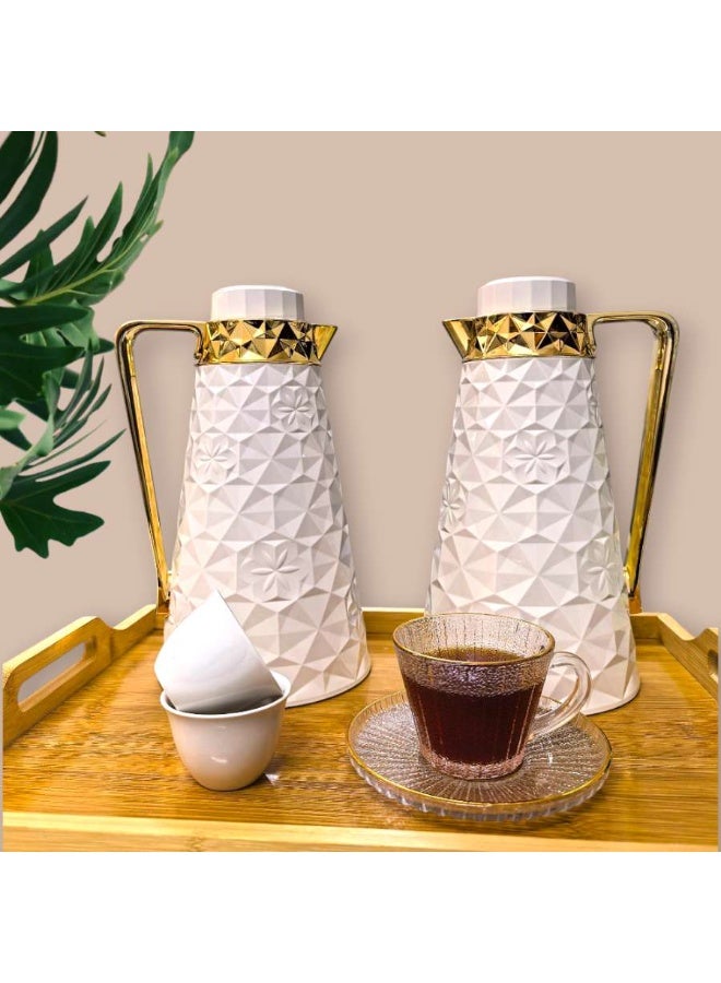 Rema Attractive coffee and tea set with an elegant white and gold design, 1 liter capacity - Image 1