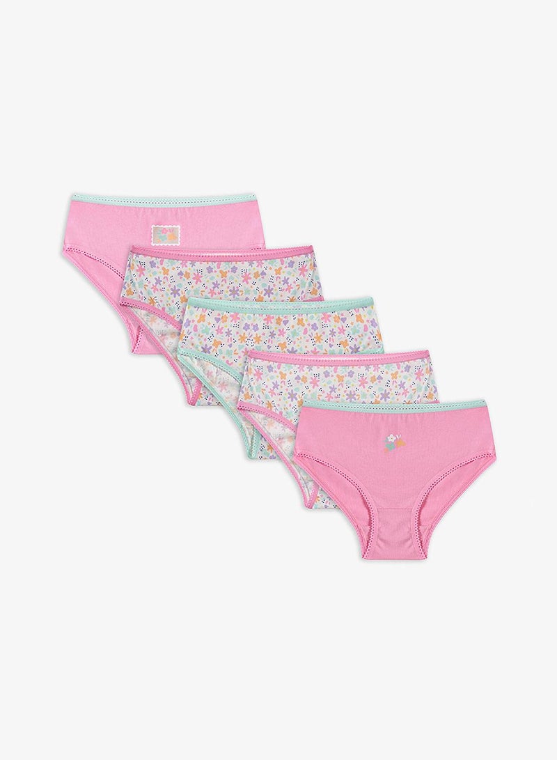 Penti Girl's Cotton Everyday Popflower 5-pack Brief - Pink - Image 1