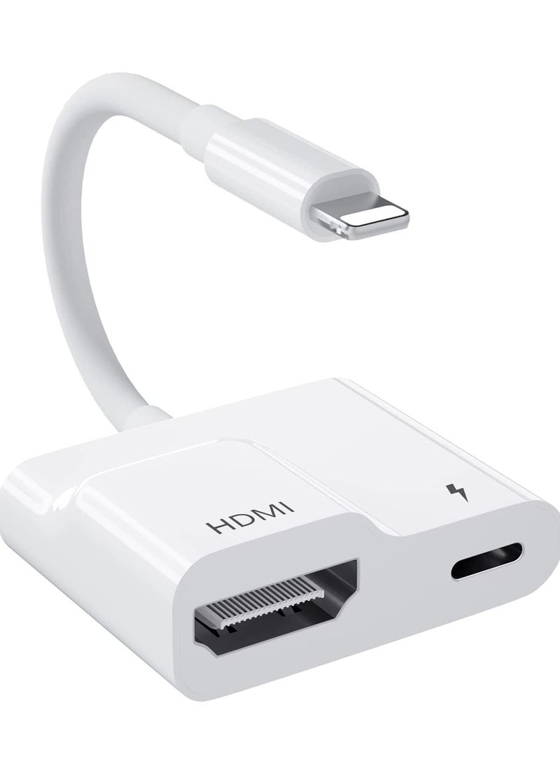 iPhone Lightning to HDMI Digital AV Adapter, 1080P Video & Audio Sync Screen Converter AV Adapter with Lightning Charging Port, Support iPhone iPad to TV/Projector/Monitor - Image 1