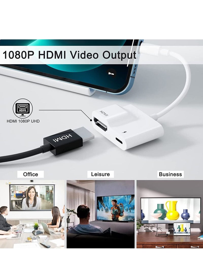 iPhone Lightning to HDMI Digital AV Adapter, 1080P Video & Audio Sync Screen Converter AV Adapter with Lightning Charging Port, Support iPhone iPad to TV/Projector/Monitor - Image 4