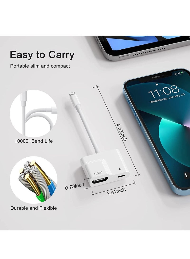 iPhone Lightning to HDMI Digital AV Adapter, 1080P Video & Audio Sync Screen Converter AV Adapter with Lightning Charging Port, Support iPhone iPad to TV/Projector/Monitor - Image 5