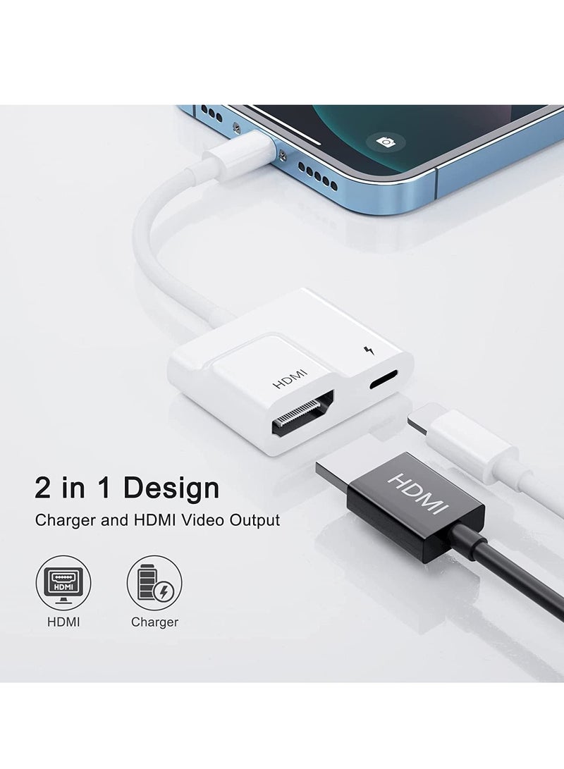 iPhone Lightning to HDMI Digital AV Adapter, 1080P Video & Audio Sync Screen Converter AV Adapter with Lightning Charging Port, Support iPhone iPad to TV/Projector/Monitor - Image 2