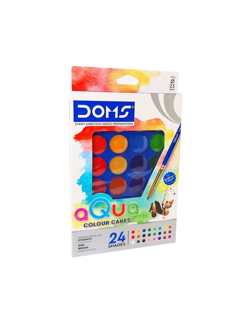 aQua Water Colour Cakes Set of 24 Shades with One Brush