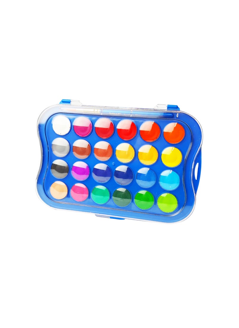 DOMS - aQua Water Colour Cakes Set of 24 Shades with One Brush - Image 1