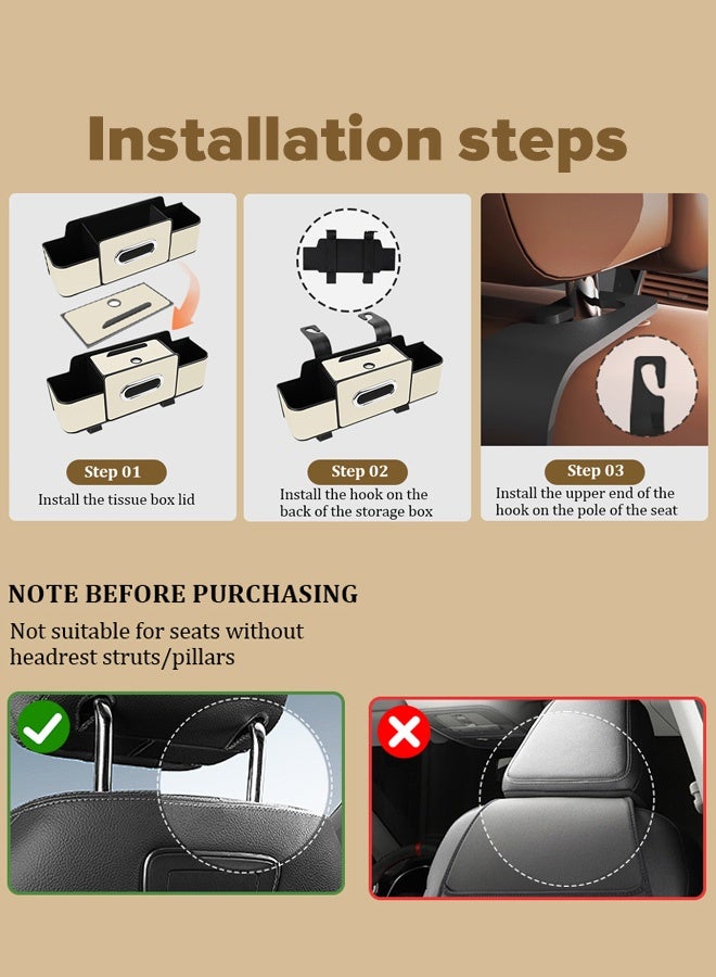 Car Organizers A leather car seat back storage bag with foldable table support, and a multi-pocket hanging storage bag for car seat backs - Image 5