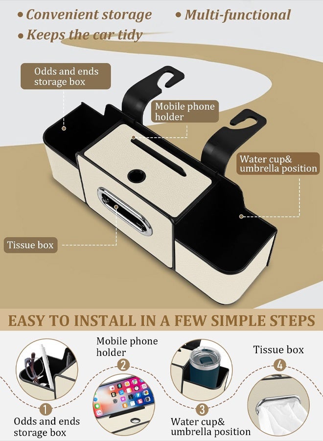 Car Organizers A leather car seat back storage bag with foldable table support, and a multi-pocket hanging storage bag for car seat backs - Image 4