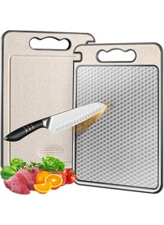 LENND Cutting Board for Kitchen, Double Sided Non-slip Scratch-resistant Mesh Design with Juice Groove Food-Grade Wheat Straw PP Large Chopping Board（25*38cm）Easy to Clean ﻿  - Image 1