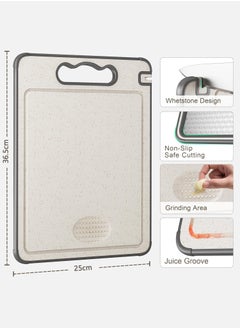 LENND Cutting Board for Kitchen, Double Sided Non-slip Scratch-resistant Mesh Design with Juice Groove Food-Grade Wheat Straw PP Large Chopping Board（25*38cm）Easy to Clean ﻿  - Image 2