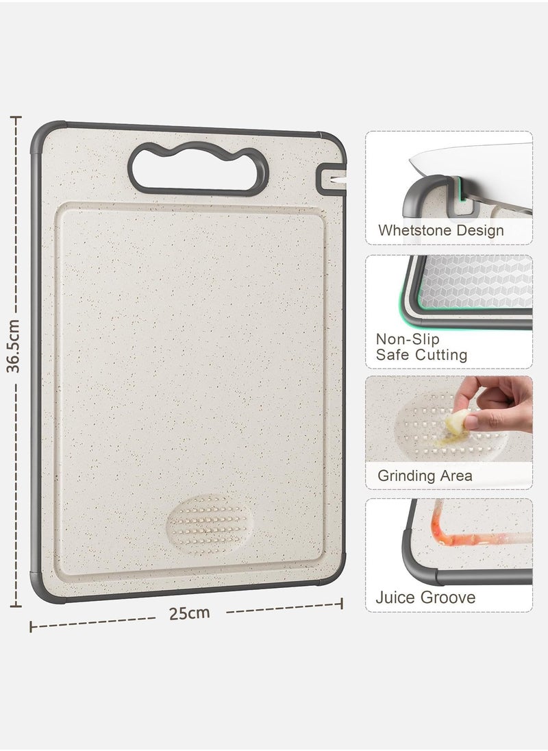 LENND - Cutting Board for Kitchen, Double Sided Non-slip Scratch-resistant Mesh Design with Juice Groove Food-Grade Wheat Straw PP Large Chopping Board（25*38cm）Easy to Clean ﻿ - Image 1
