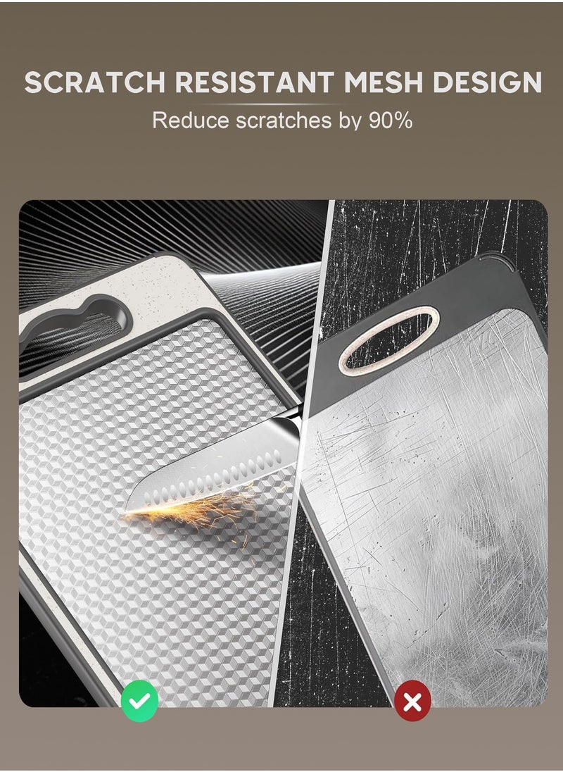 LENND - Cutting Board for Kitchen, Double Sided Non-slip Scratch-resistant Mesh Design with Juice Groove Food-Grade Wheat Straw PP Large Chopping Board（25*38cm）Easy to Clean ﻿ - Image 1