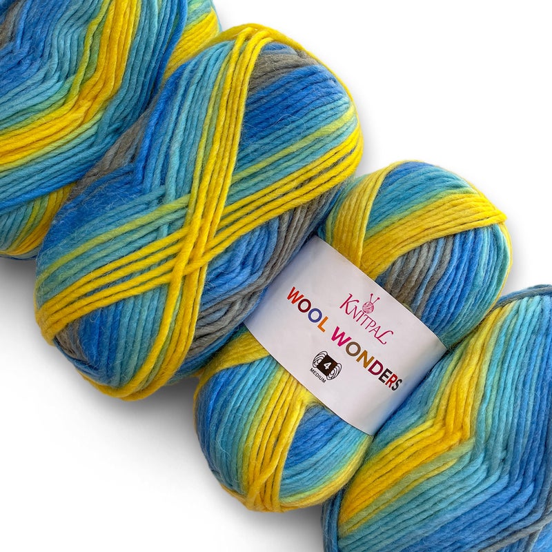 Wool Wonders Yarn for Crocheting 4 Skeins 640Yds400G Free Patterns  Wool Yarn for Knitting  AranHeavy 4 Medium Worsted Weight  Blue Skies