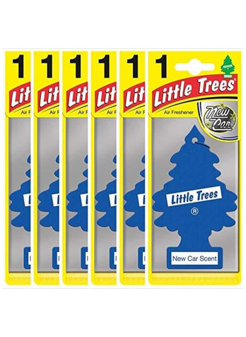 LITTLE TREES Little Trees Air Freshener Tree New Car Fragrance For Car Home Boat Caravan - Six Pack, New Car Blue  - Image 1