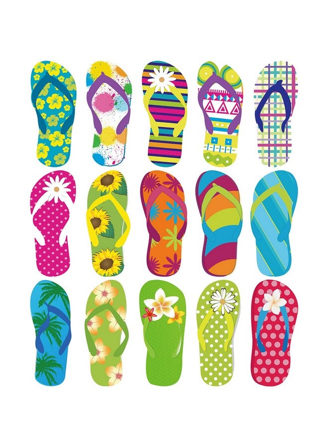 Tenare 60 Pieces Flipflop Accents Colorful Flipflop Cutouts Summer Bulletin Board Cutouts Wall Decor Hawiian Party Cutouts With Glue Point Dots For Classroom Party Decor - Image 2