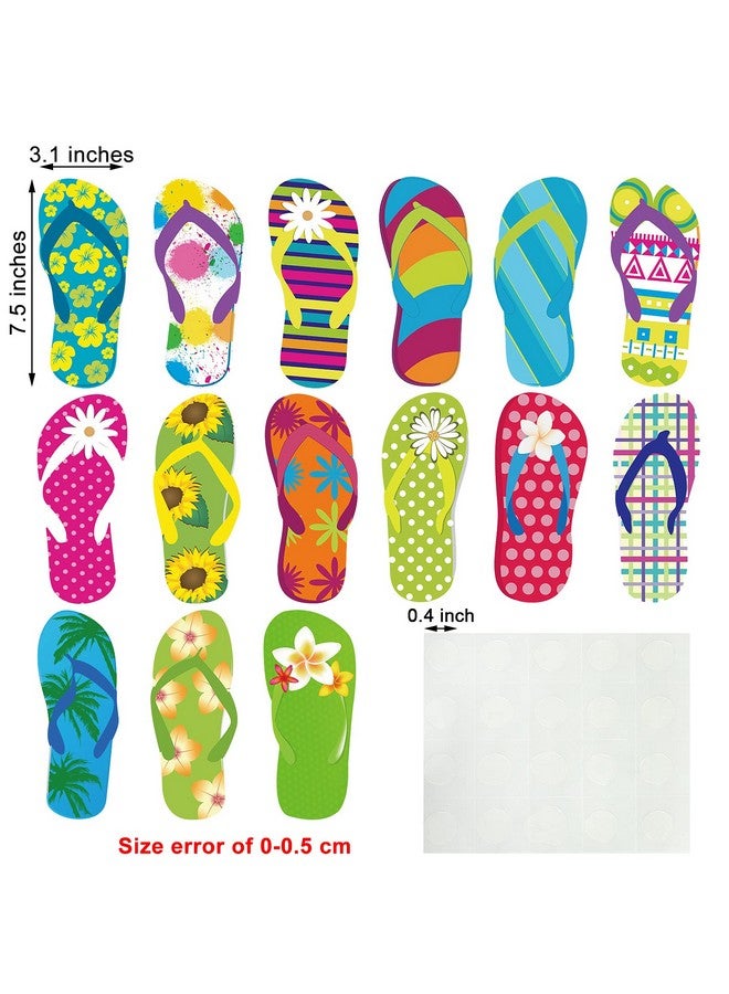 Tenare 60 Pieces Flipflop Accents Colorful Flipflop Cutouts Summer Bulletin Board Cutouts Wall Decor Hawiian Party Cutouts With Glue Point Dots For Classroom Party Decor - Image 3