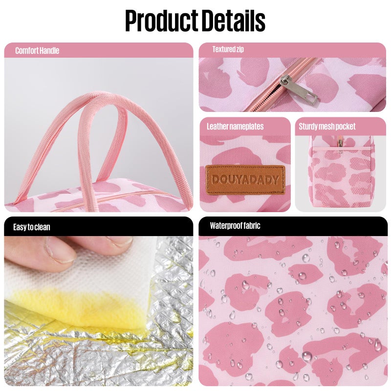 douyadady Lunch Bag Women/Men Lunch Box Women/Men (pink leopard) - Image 4