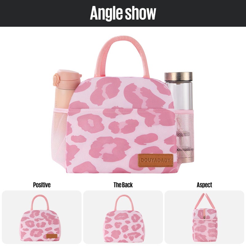douyadady Lunch Bag Women/Men Lunch Box Women/Men (pink leopard) - Image 5