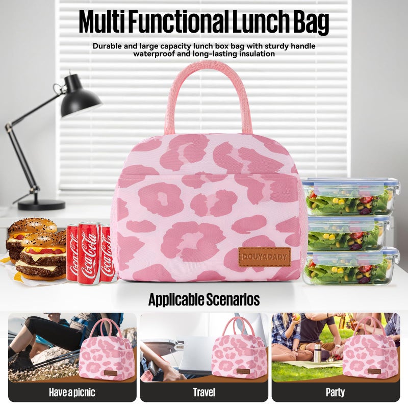 douyadady Lunch Bag Women/Men Lunch Box Women/Men (pink leopard) - Image 3