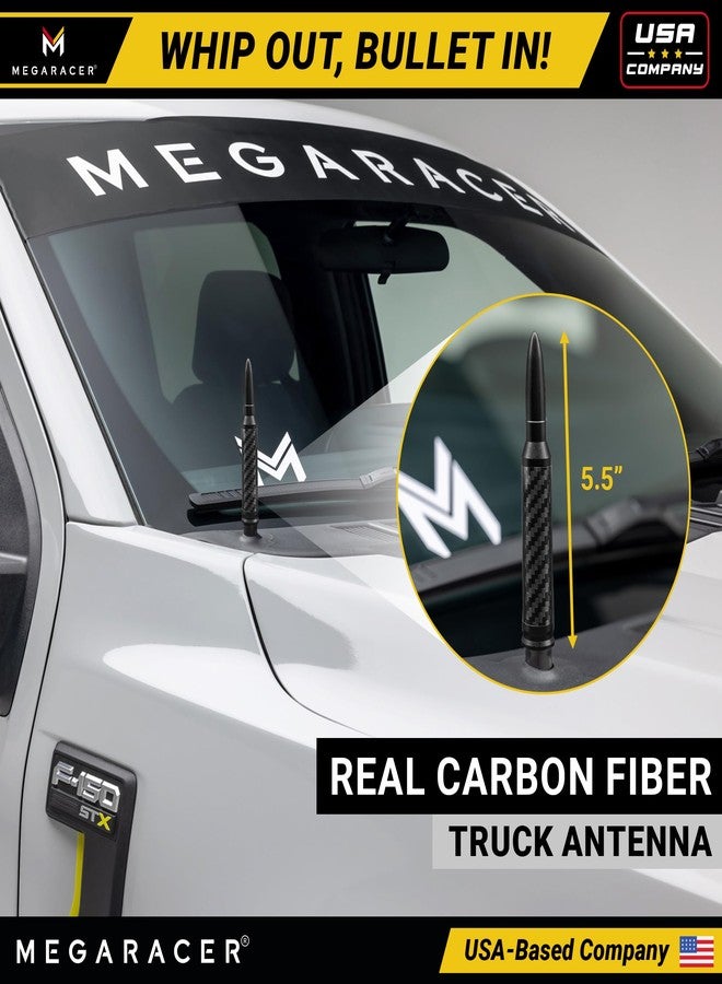 Mega Racer 100% Real Carbon Fiber Black Car Antenna - 5.5 Inch Universal Fit, 6061 Solid Aluminum, Anti-Theft Design, Car Wash Safe, Antenna Replacement, Pack of 1 - Image 2